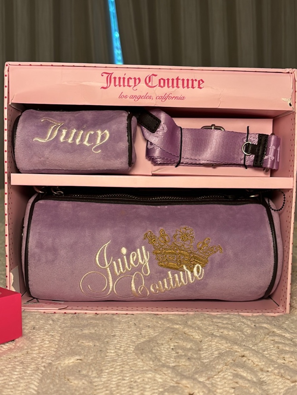 Juicy Couture Lavender Velvet Belt Bag Set